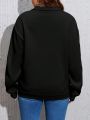 Plus Half Zip Drop Shoulder Sweatshirt