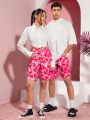 Manfinity Unisex Men's Full Of Heart Print Woven Casual Shorts
