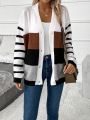 Color Block Drop Shoulder Cardigan