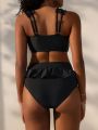 SHEIN Swim Chicsea Solid Color Two-Piece Swimsuit Set