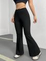 SHEIN Coolane Women's Solid Color High Waist Flare Pants With Elasticity