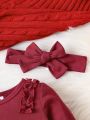 3pcs/Set Infant Girls' Frill Edge Bodysuit, Leisure Plaid Pants, Headband Set For Autumn/Winter