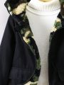 Young Boy 1pc Camo Print Flap Pocket Zipper Hooded Teddy Lined Coat