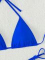 SHEIN Swim Basics Halter Triangle Tie Side Bikini Swimsuit