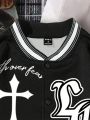 Manfinity Sporsity Men's Cross & Letter Printed Baseball Jacket