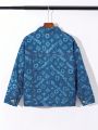 SHEIN Kids Cooltwn Boys' Casual Denim Print Button-Front Jacket