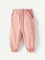 Cozy Cub Baby Girl Solid Color Casual Ruffled Leggings Trousers Two-Piece Set