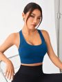 SHEIN Yoga Basic Women'S Solid Color Strappy Back Sports Bra