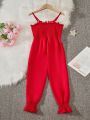 SHEIN Kids QTFun Tween Girl Shirred Panel Cami Jumpsuit