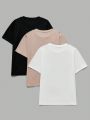 SHEIN 2pcs Boys' Basic Casual Short Sleeve T-Shirt