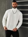 Extended Sizes Men's Plus Size High Neck Solid Color Long Sleeve Sweater