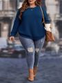 SHEIN CURVE+ Plus Size Round Neck Long Sleeve Sweater