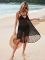 SHEIN Swim BohoFeel 1pc Backless Perspective Cover Up Dress