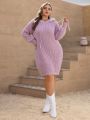 SHEIN Unity Plus Size Long-sleeved Hooded Sweater Dress With Dropped Shoulder