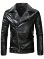 Men Zip Up PU Leather Jacket