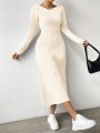 SHEIN Essnce Women's V-neck Slim Fit Knitted Sweater Dress