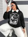 PUNK Plus Size Women's Cat And Skull Printed Sweatshirt