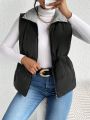 SHEIN Frenchy Drawstring Waist Zipper Vest Puffer Coat