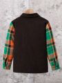 SHEIN Little Boys' Plaid Long Sleeve Shirt