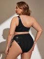 SHEIN Swim Basics Plus Size Hollow Out One-Piece Swimsuit