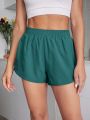 Eyelet Cut Out Solid Sports Shorts