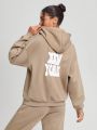 Rakerstudio Women's Letter Printed Hooded Sweatshirt With Drawstring