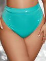 SHEIN Swim SXY Plus Size Solid Color High-waisted Bikini Bottom