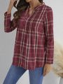 EMERY ROSE Ladies' Plaid Pleated Shirt