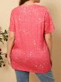 Plus Size Women'S Heart & Leopard Print T-Shirt