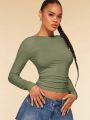 SHEIN BAE Twist Backless Crop Tee