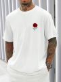 Men's Plus Size Rose Print Short Sleeve T-shirt