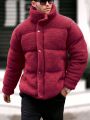 Manfinity Men's Solid Color Plush -padded Coat