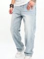 Men Slant Pocket Straight Leg Jeans