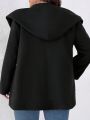 SHEIN CURVE+ Plus Zip Placket Asymmetrical Hem Hooded Coat