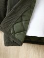 Baby Boy Flap Detail Button Front Quilted Coat Without Tee