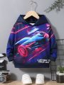 SHEIN Young Boy Car & Letter Graphic Hoodie