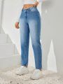 SHEIN Privé High Waisted V-Cut Tapered Jeans