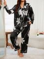 Plus Size Women's Floral Printed Pajama Set