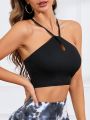 Yoga Sxy Cut Out Front Crop Sports Halter Top