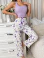 Floral Print Bow Front PJ Set