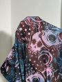 SHEIN Swim Y2GLAM Plus Size Skull Print Hollow Out Cover Up