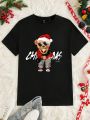 Manfinity Men Bear & Letter Graphic Tee