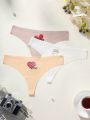 SHEIN Women'S Letter & Heart Printed Thong Panties