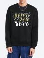 Manfinity Hypemode Men'S Round Neck Happy New Year Printed Sweatshirt