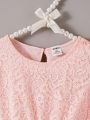 SHEIN Baby Girls' Elegant Romantic Gorgeous Lace Mesh Dress For Spring And Autumn, Suitable For Parties