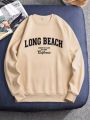 Men'S Warm Inner Lining Sweatshirt With Letter Print