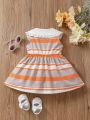 Baby Girl Striped Doll Collar Sleeveless Dress