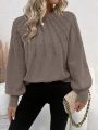 SHEIN Essnce Women's Solid Color Lantern Sleeve Sweater