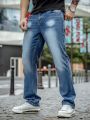 Men Slant Pocket Straight Leg Jeans