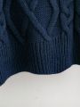 Teen Boy Cable Knit Turtleneck Drop Shoulder Sweater
